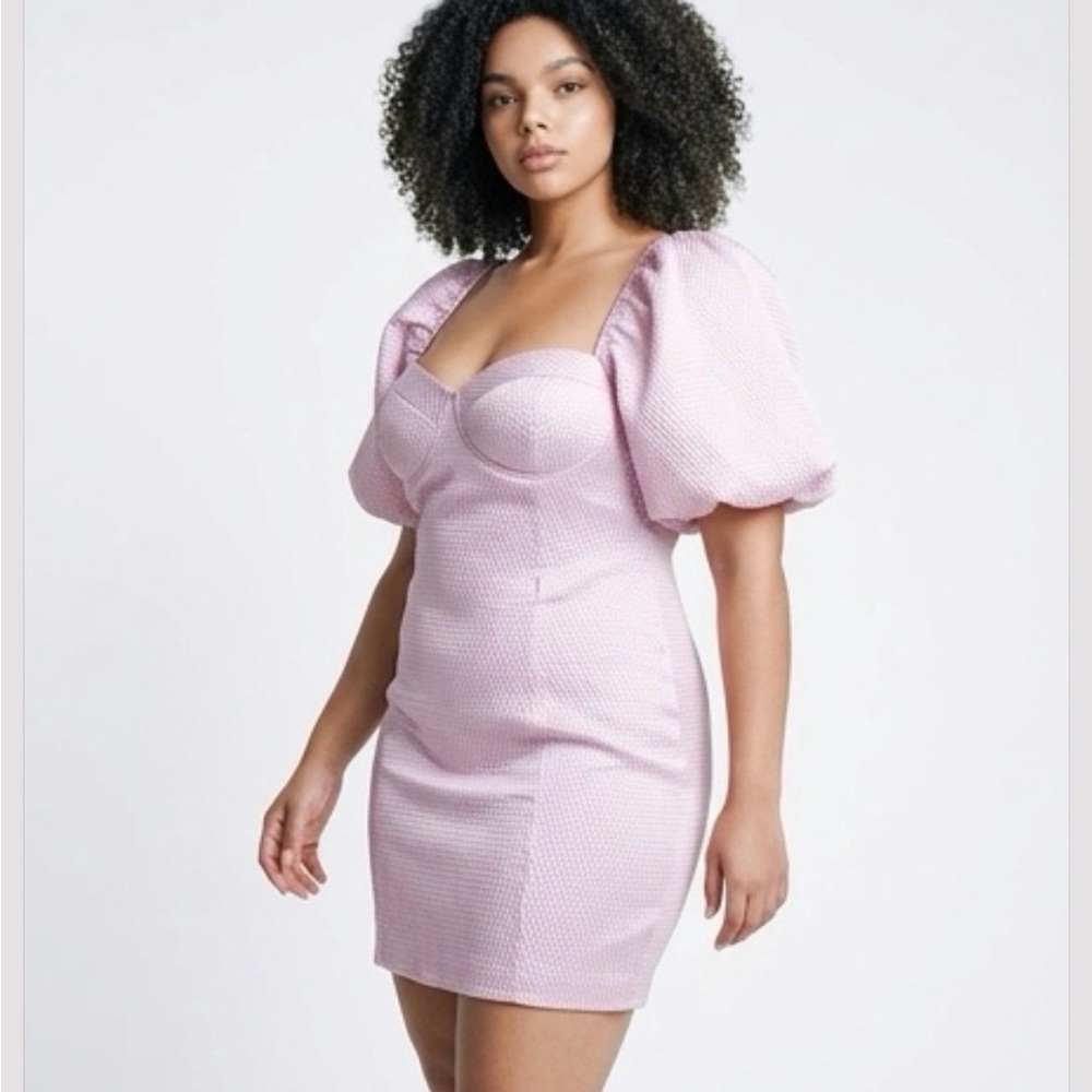 Iridescent Bubble Sleeve Pink Mini Dress Size Medium